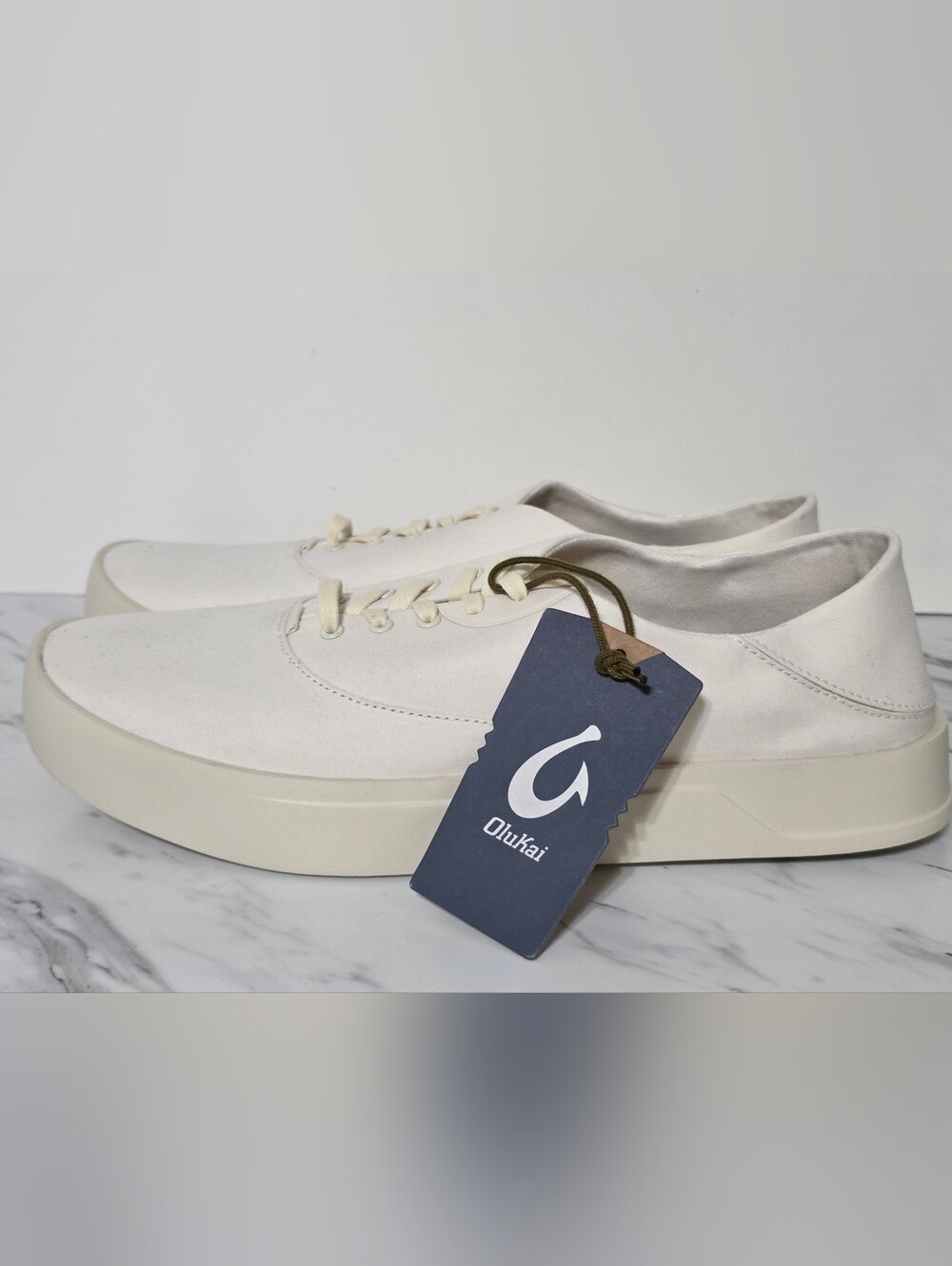 OluKai Men’s Low-Top Canvas Sneakers in Off-White